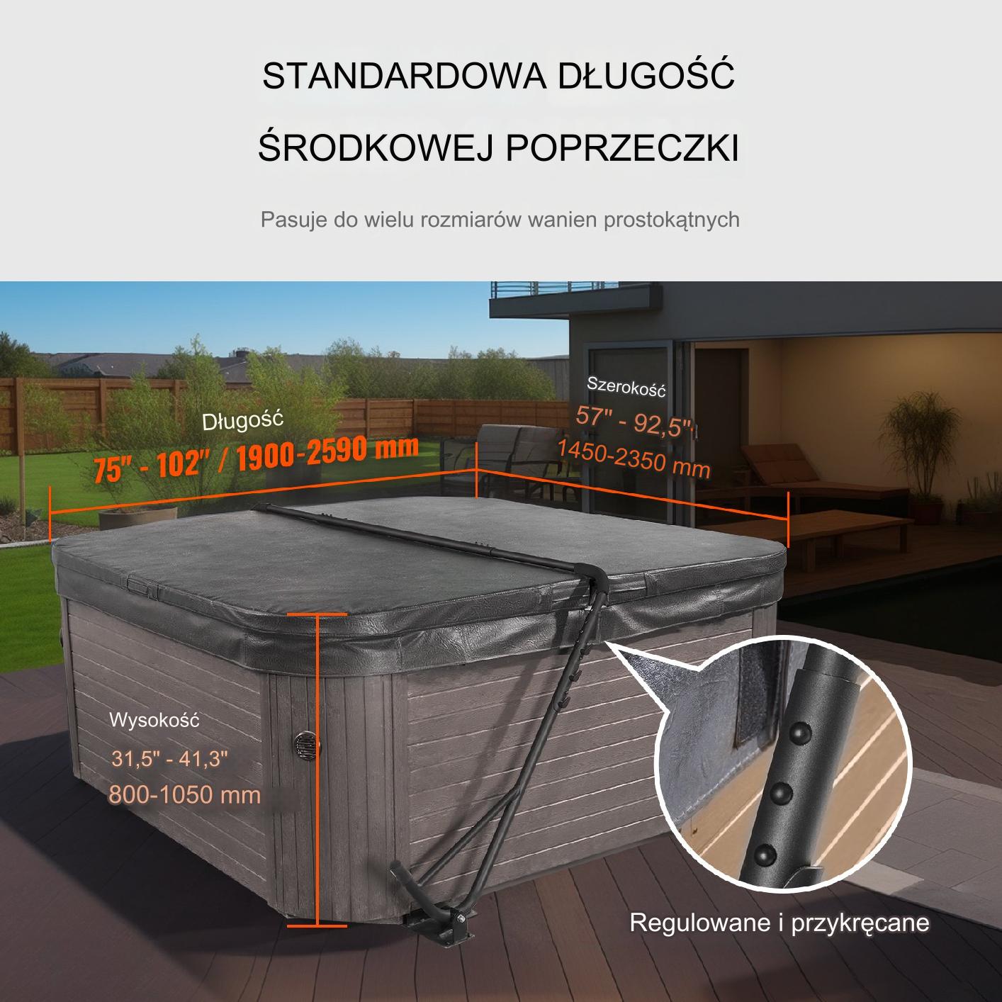 Podnośnik pokrywy 80-105cm do jacuzzi spa wanna z hydromasażem - obrazek 6
