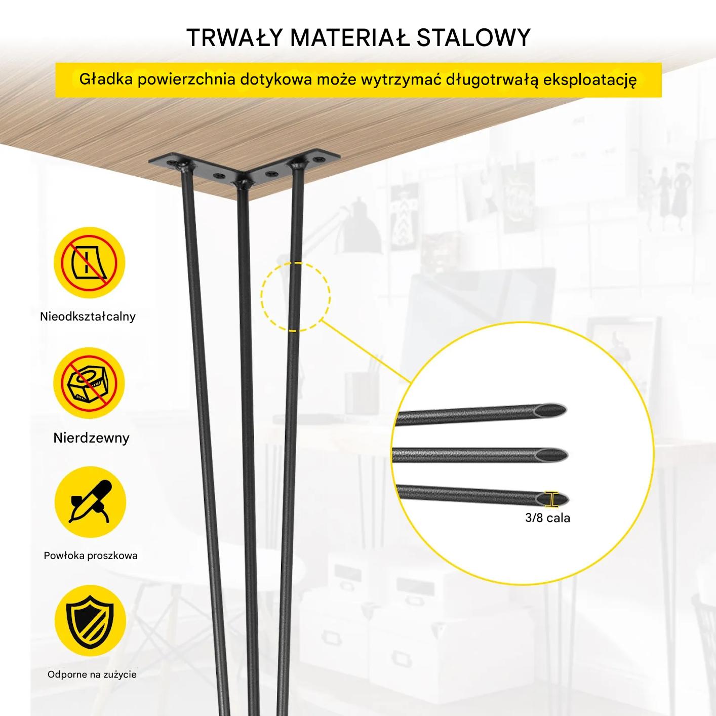 Nogi do stołu lawy biurka stolika metalowe loftowe 4szt. 40,6 x 11 cm - obrazek 4