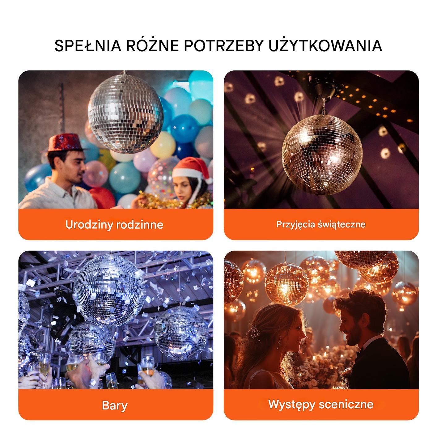 Lustrzana Kula Disco 29,5 cm – Idealna na Imprezy i Eventy - obrazek 4
