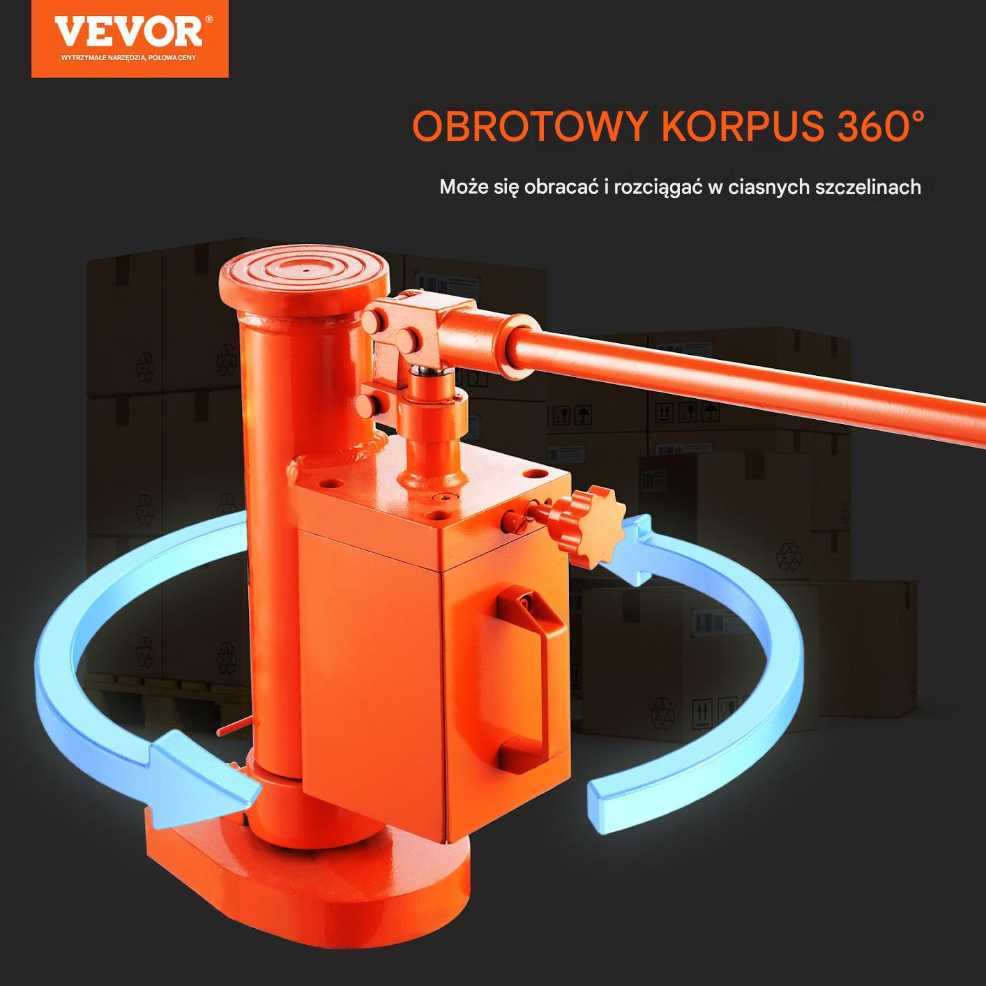 Podnośnik hydrauliczny maszynowy 5T stopa 10T góra obrotowy 360° - obrazek 4