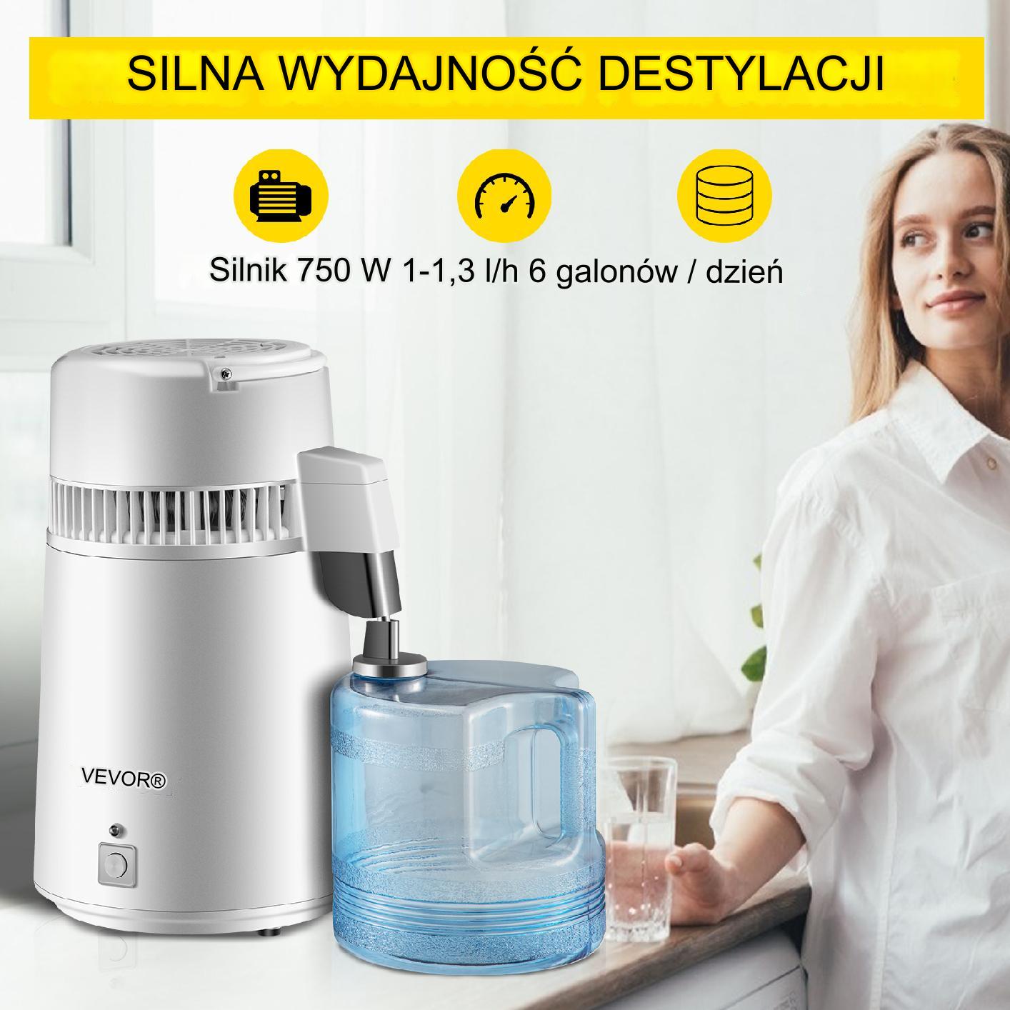 Destylator wody 4L 750W 1,3L/h stal nierdzewna 3 filtry srebrny - obrazek 3
