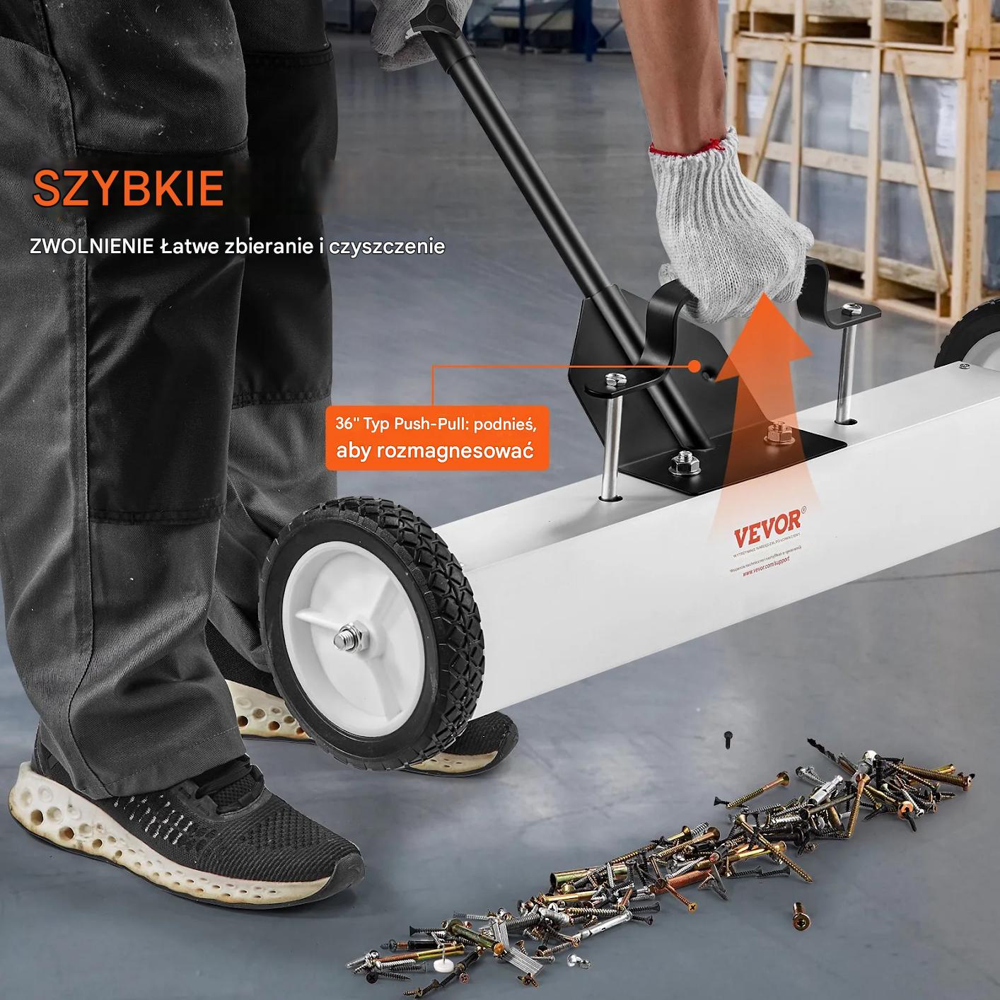 Zamiatarka magnetyczna 61cm na kółkach teleskopowa do śrub - obrazek 5