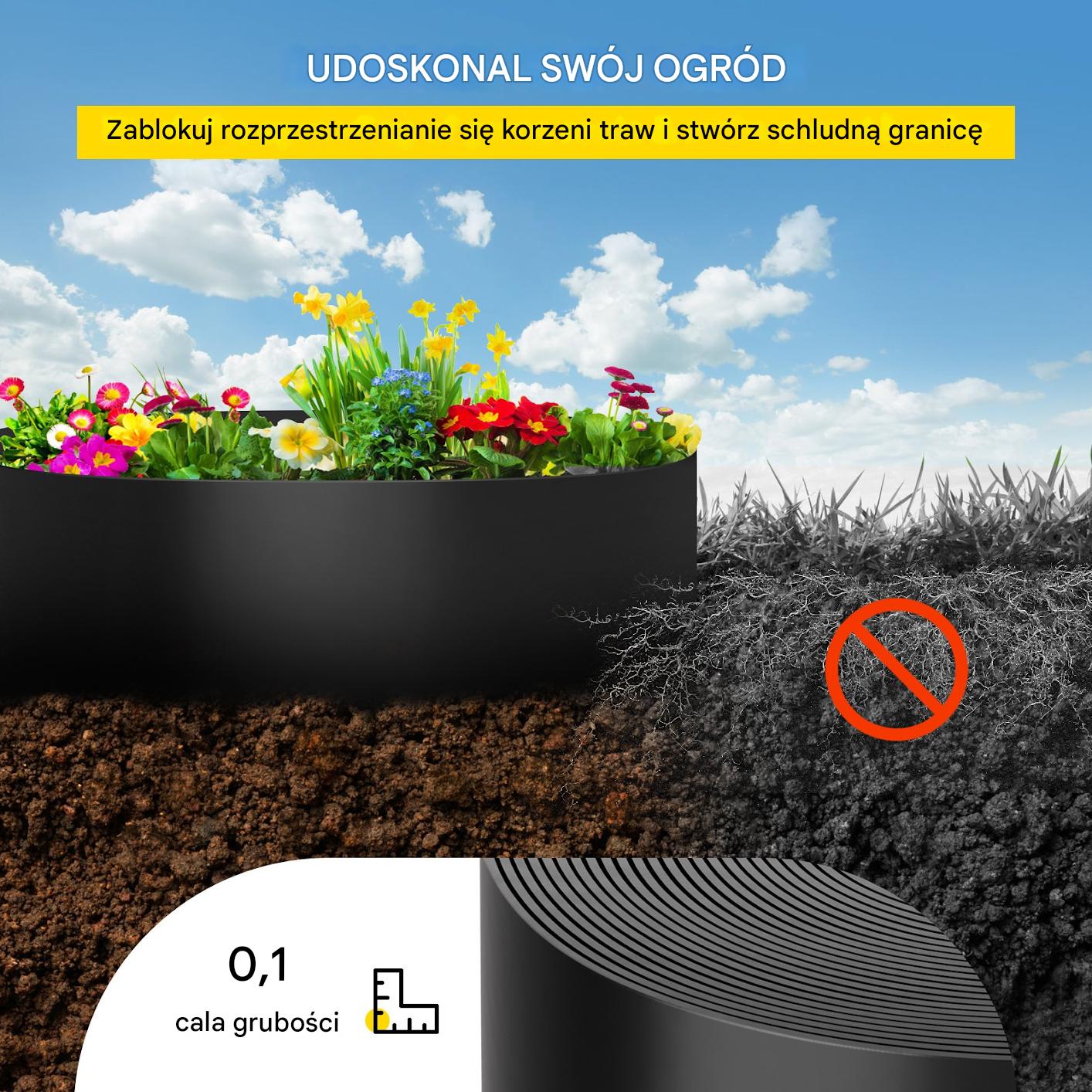 Obrzeże Ogrodowe Trawnikowe Elastyczne Plastikowe Czarne 25 cm x 12,2 m - obrazek 5