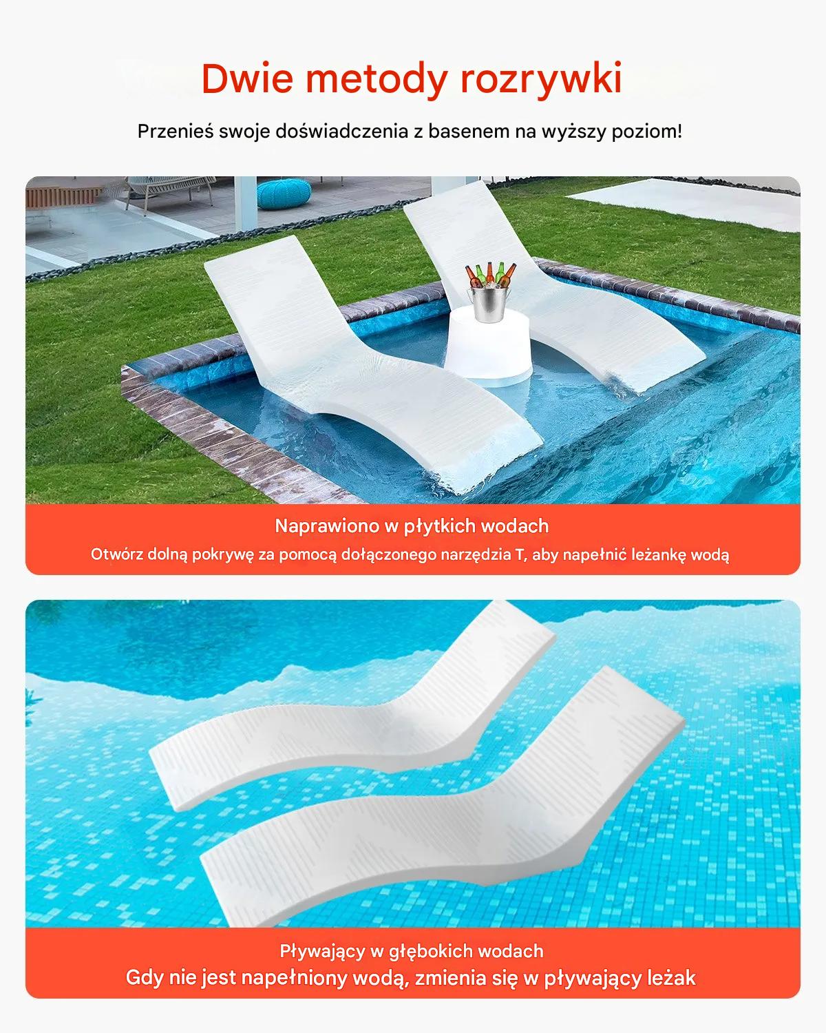 Leżaki do basenu 2 szt. krzesła pływające do 12,7cm głębokości wody, relaks - obrazek 4