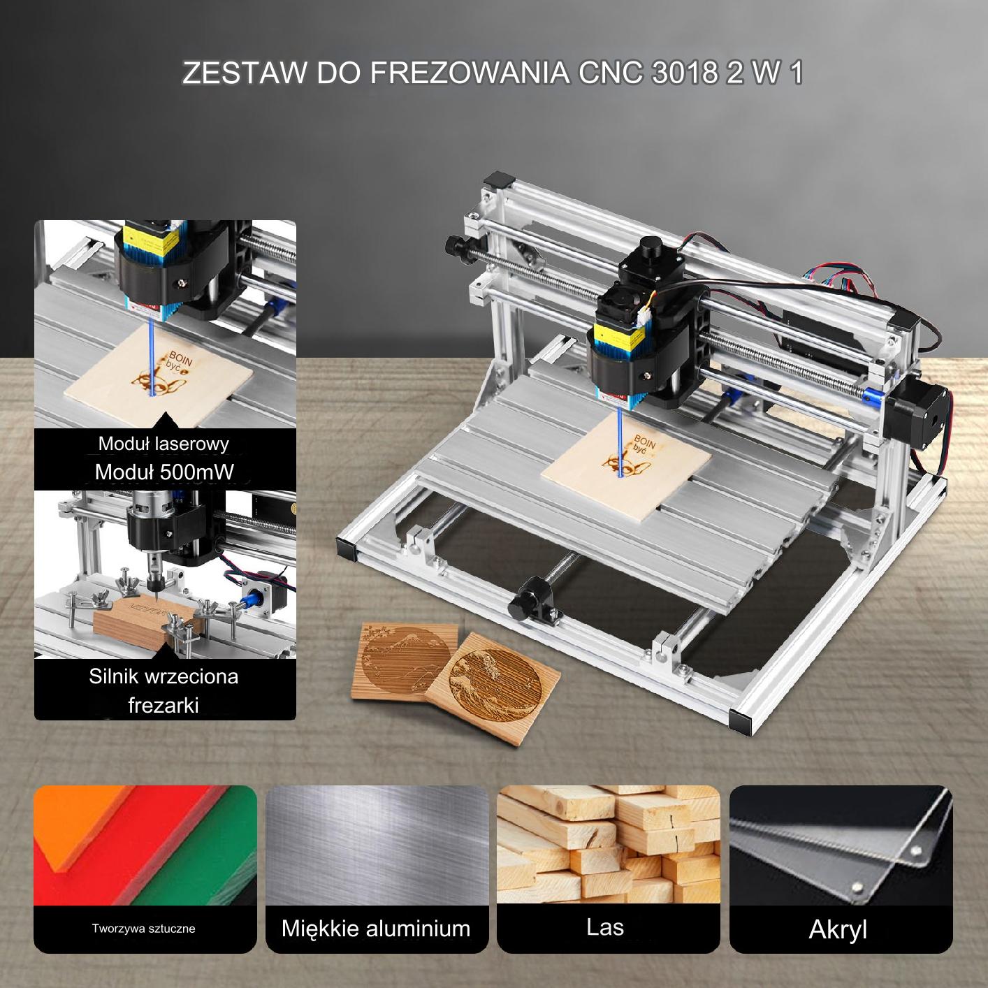 Grawerka CNC 30x18 cm, laser 500mW, frez 775, sterownik GRBL - obrazek 7