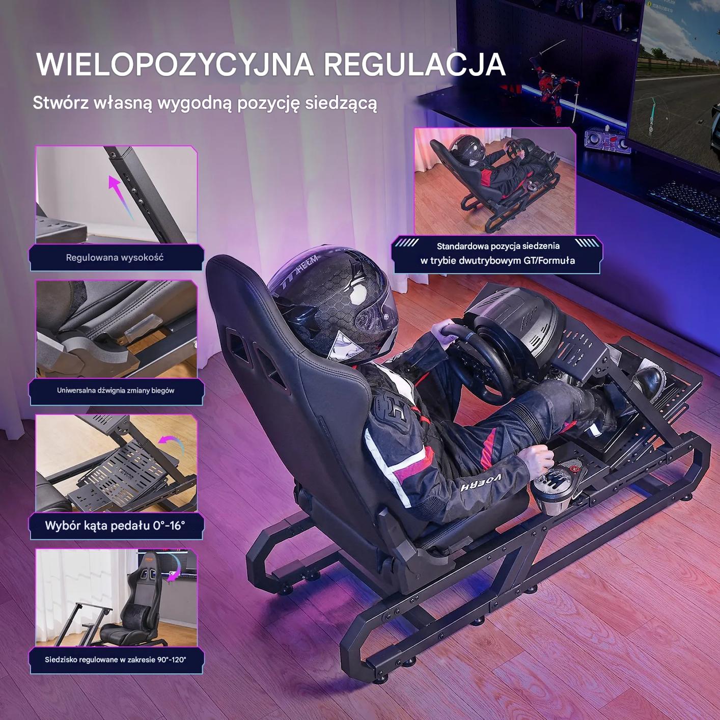 Stojak do kierownicy wyścigowej regulowany stalowy symulator racing - obrazek 4