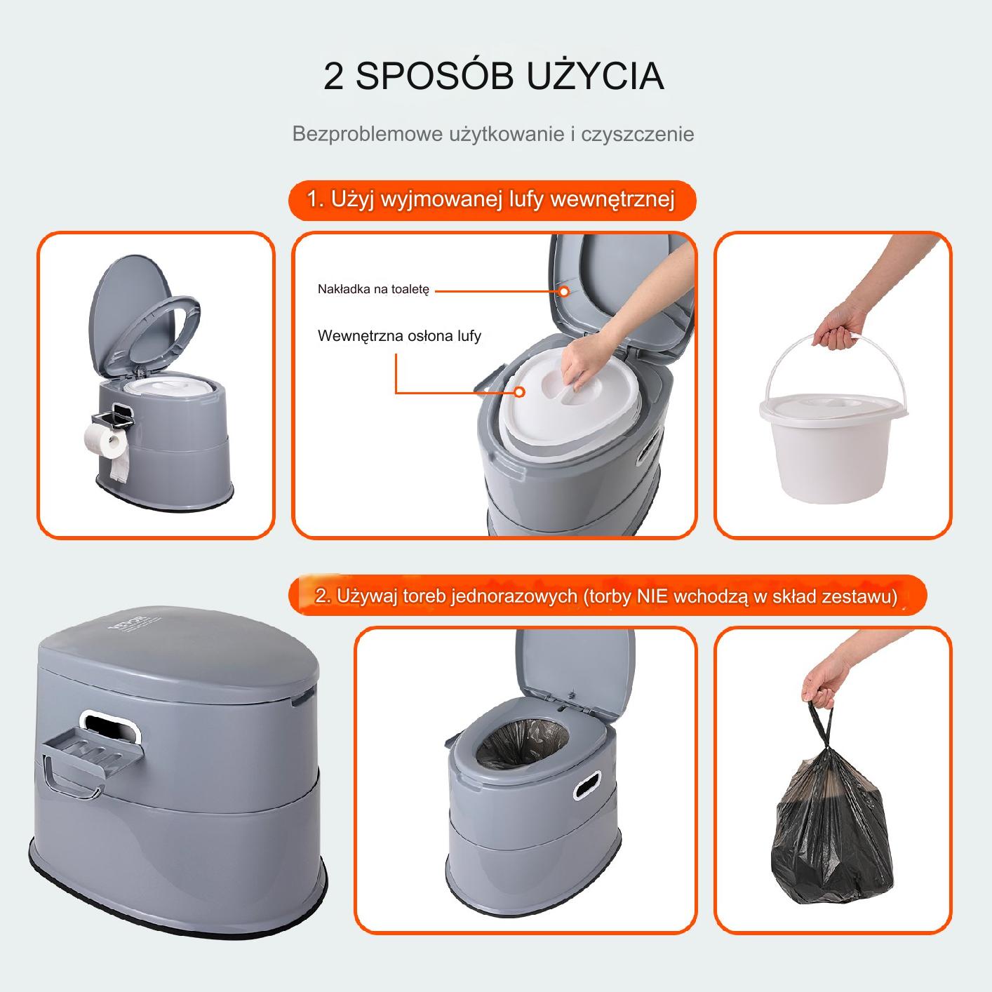 Toaleta turystyczna przenośna kempingowa mobilne WC na działkę i pod namiot - obrazek 3