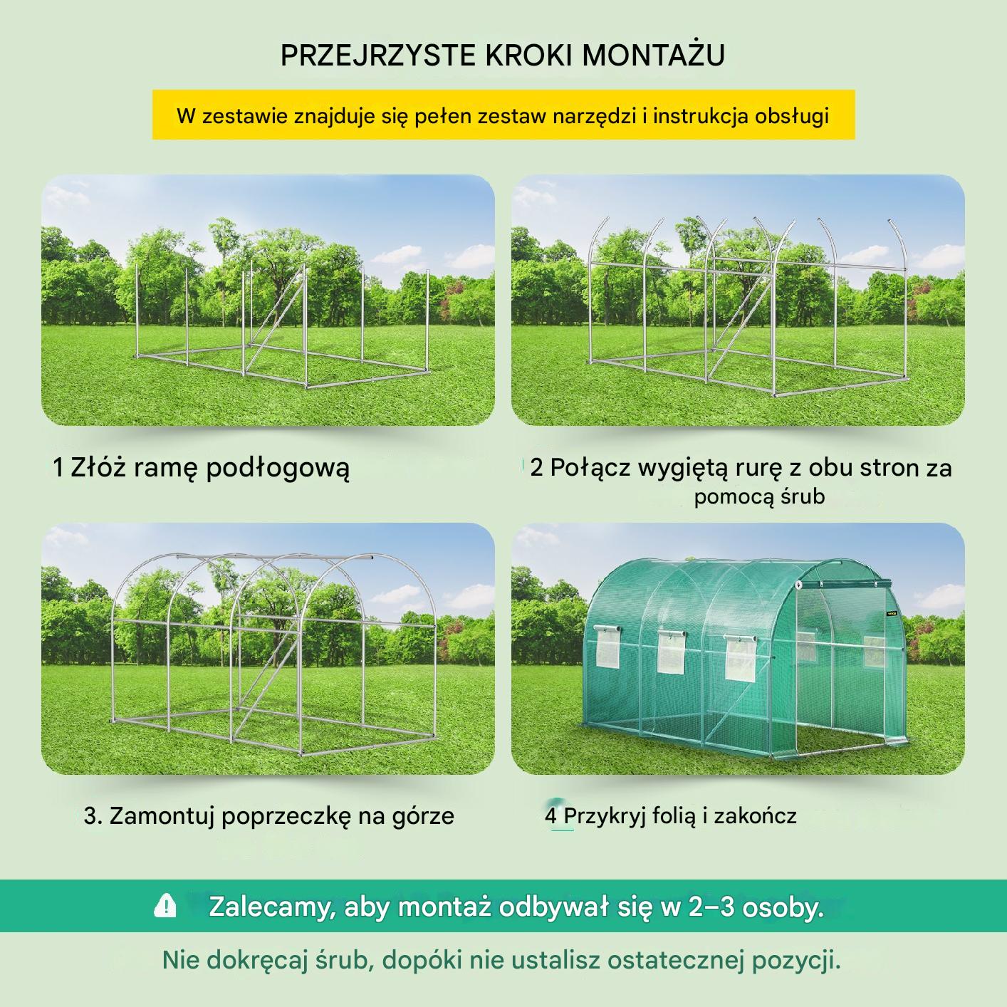 Szklarnia Tunelowa Zielona 3,7 x 2,1 x 2,1 m - obrazek 6