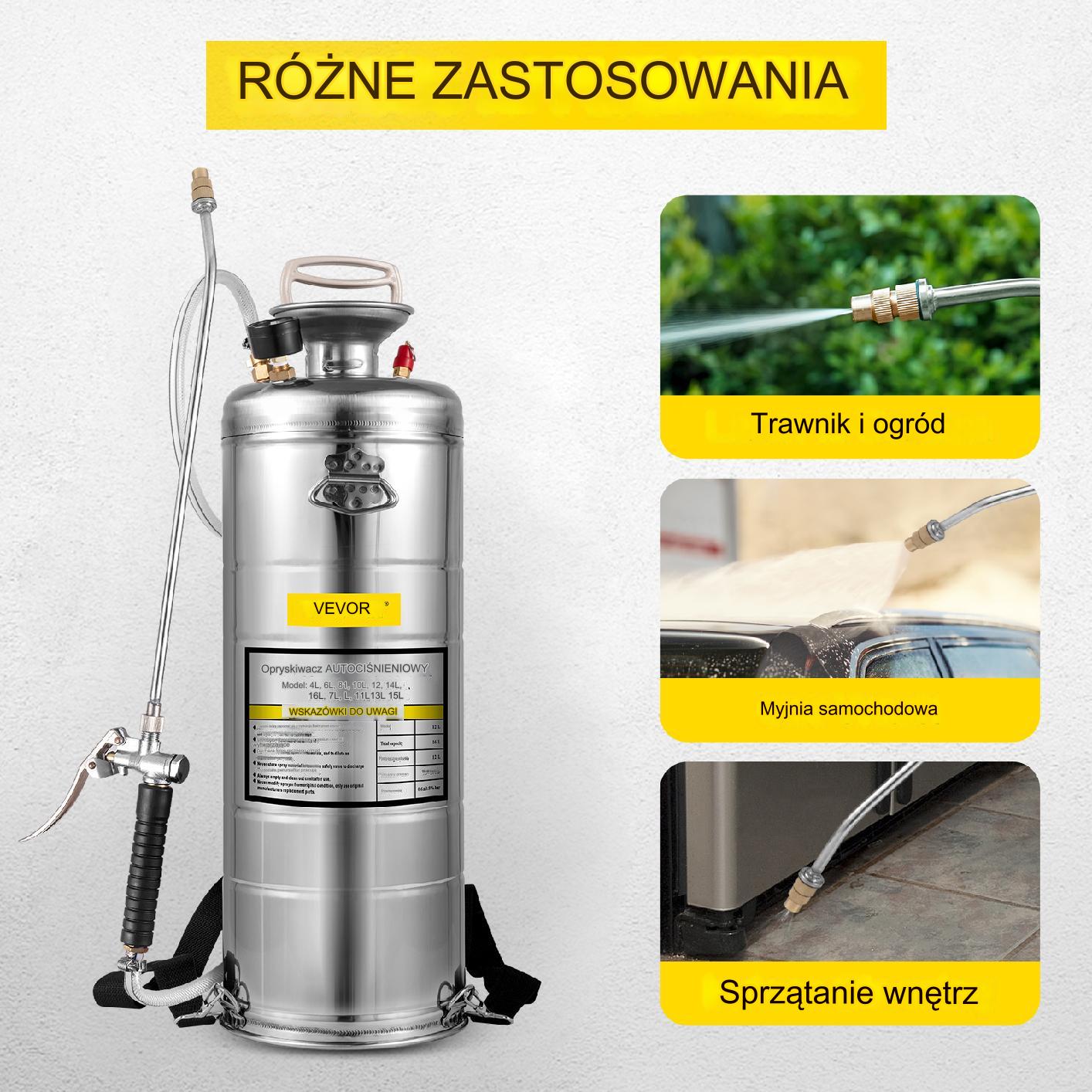 Opryskiwacz ciśnieniowy 7.5L nierdzewny ręczny ogród ochrona roślin - obrazek 5