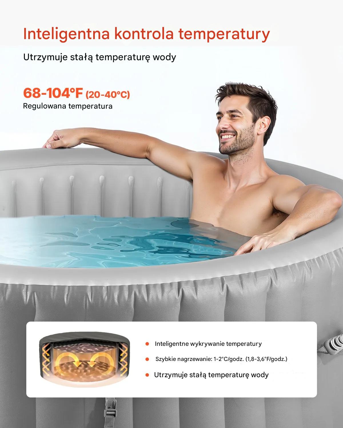 Dmuchane jacuzzi 4-6 os 208x66cm z dyszami i matą do ogrodu - obrazek 4