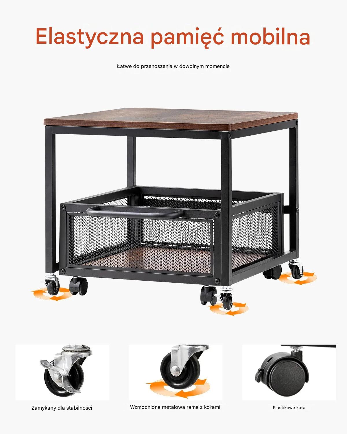 Stojak pod lodówkę mini z półkami 90 kg na kółkach organizer drewniany blat - obrazek 5
