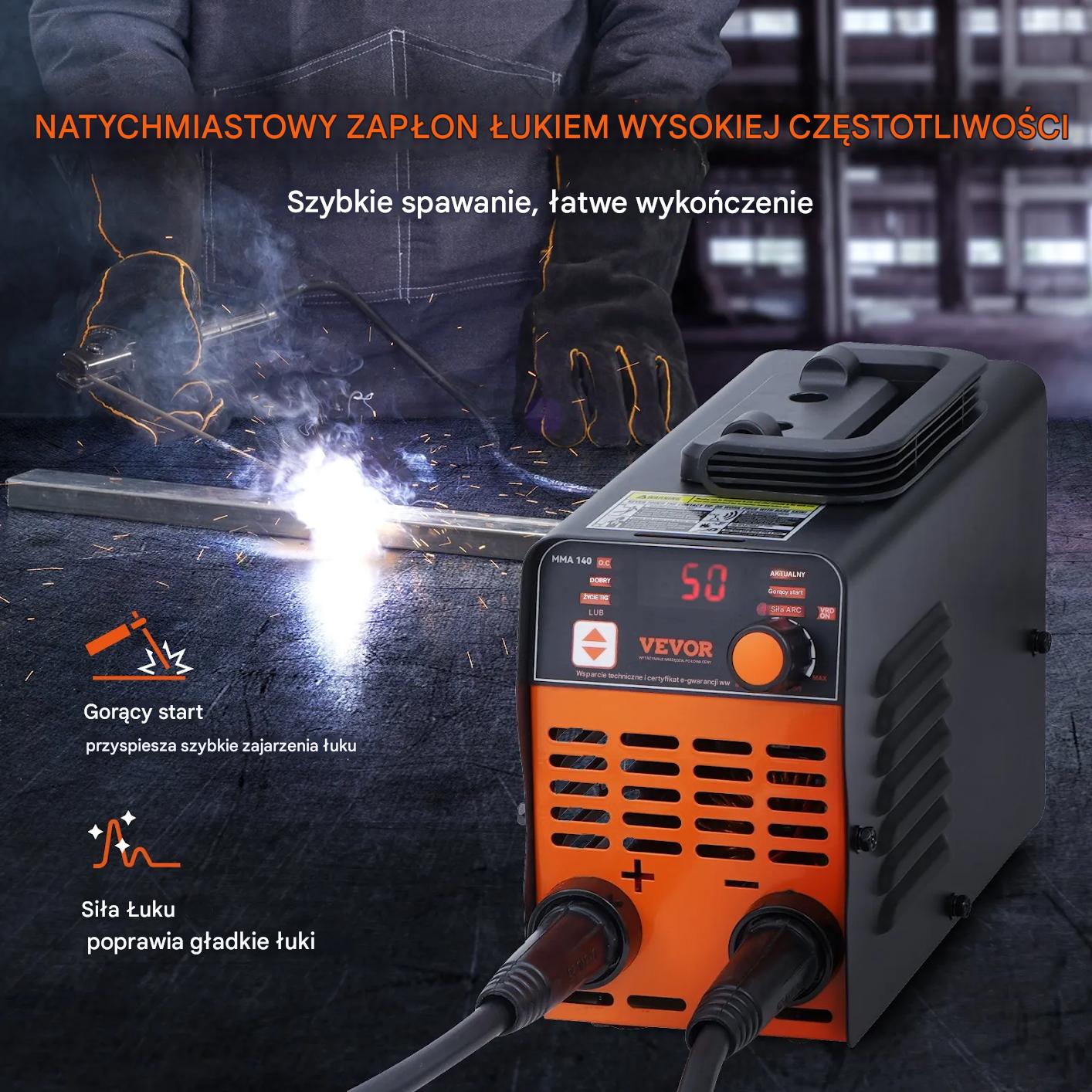 Spawarka inwertorowa 220V 140A MMA TIG LED przenośna z funkcją Hot Start - obrazek 5