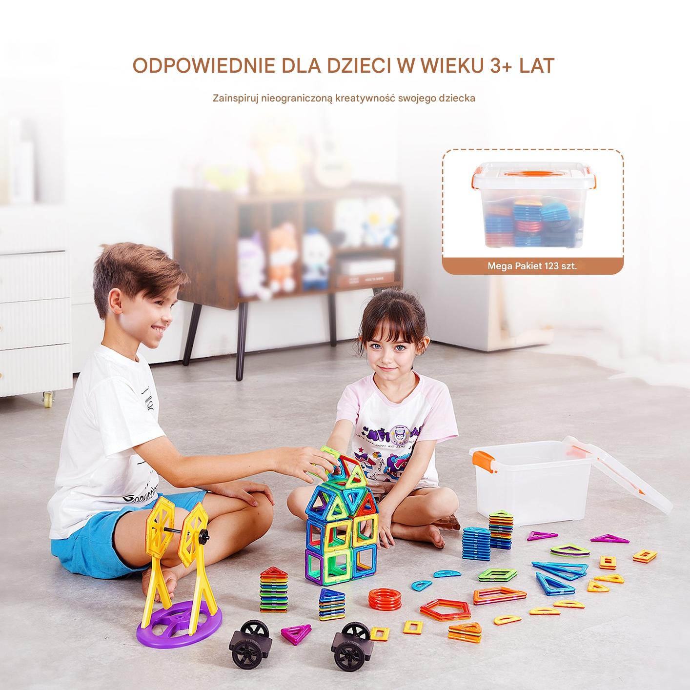 Magnetyczne Klocki 123 szt. zestaw 3D dla dzieci – zabawka edukacyjna - obrazek 2