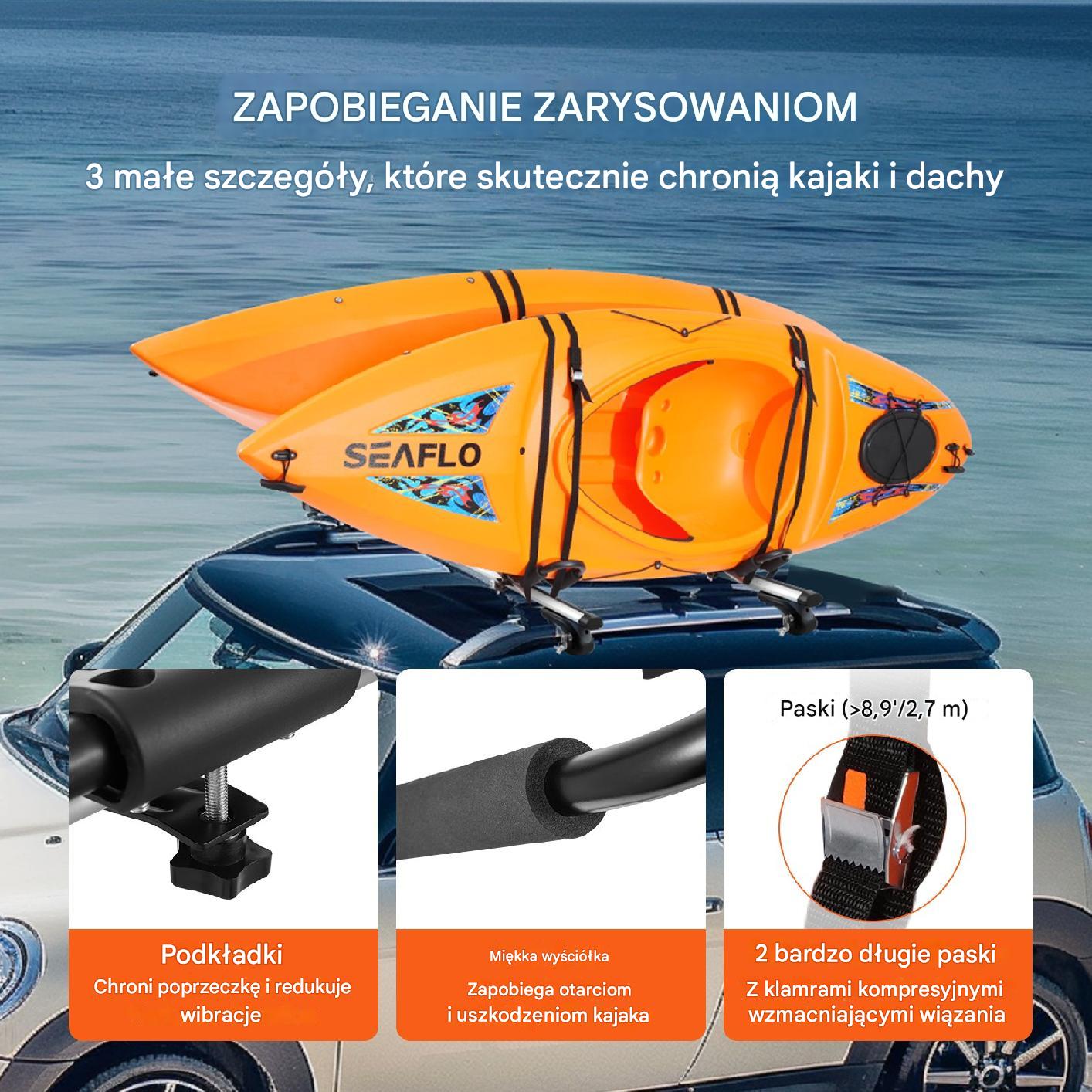 Pionowy bagażnik na kajak uchwyt do przewozu kajaka deski SUP na 2 kajaki - obrazek 6