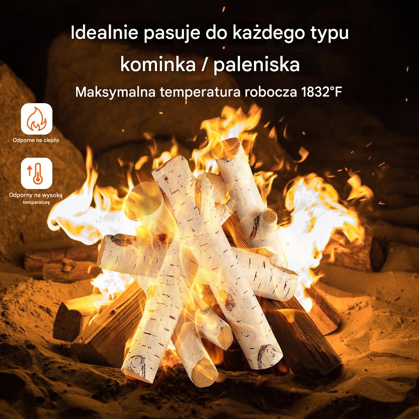 Drewno kominkowe 6 szt. ceramiczne imitujące brzozę - do kominka gazowego - obrazek 4