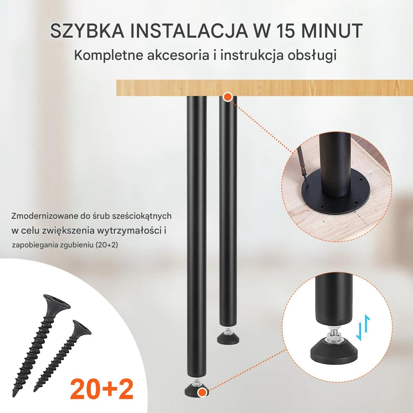 Nogi do stołu lawy biurka stolika metalowe loftowe 76,2x11cm 4sztuki - obrazek 7