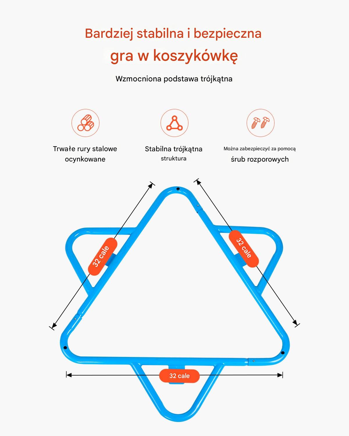 Kosz do Koszykówki dla Dzieci Cztery Regulowane Wysokości – 940-1400 mm - obrazek 3