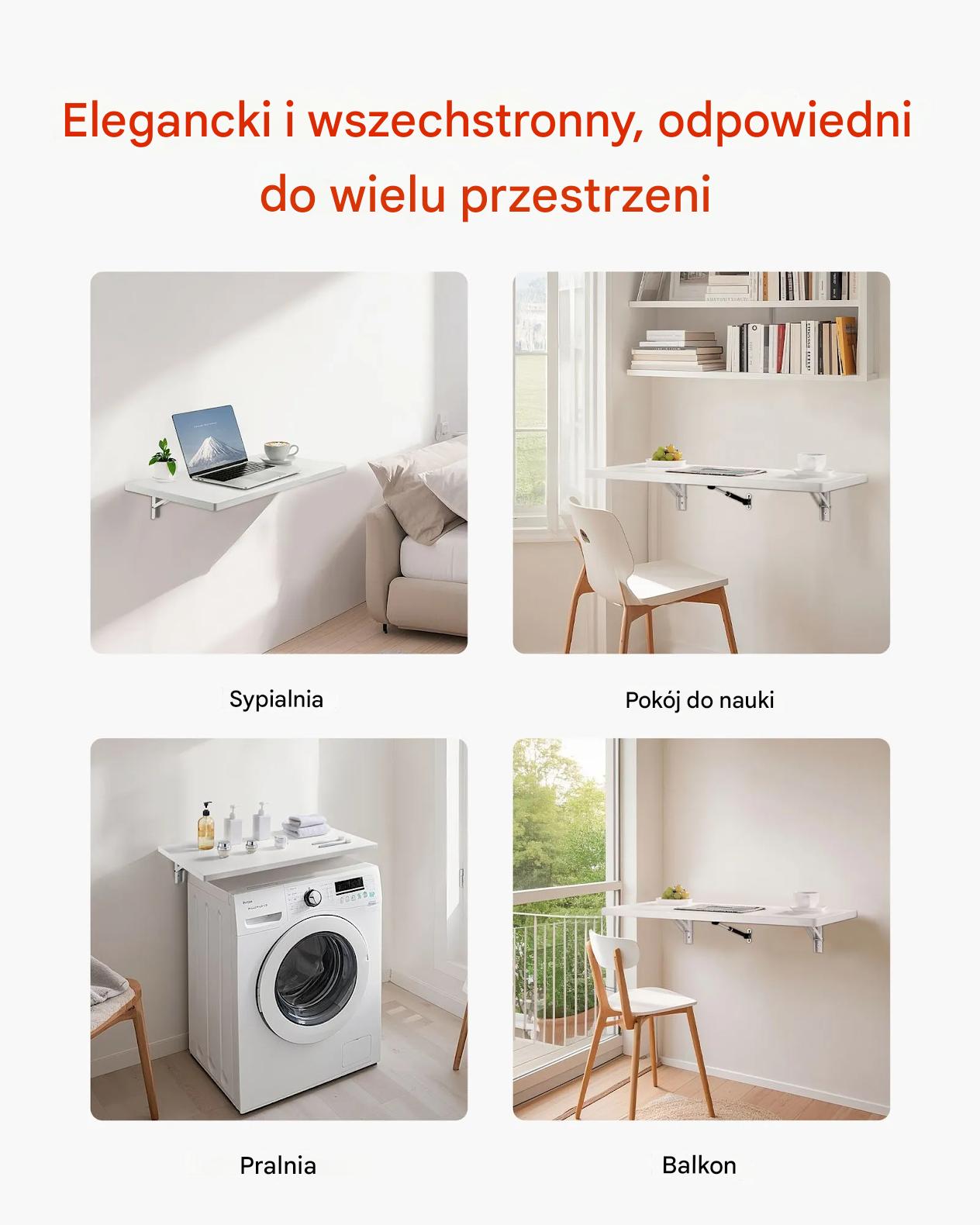 Stół ścienny Stolik składany Biurko składane wiszące 120 x 50 cm - obrazek 7