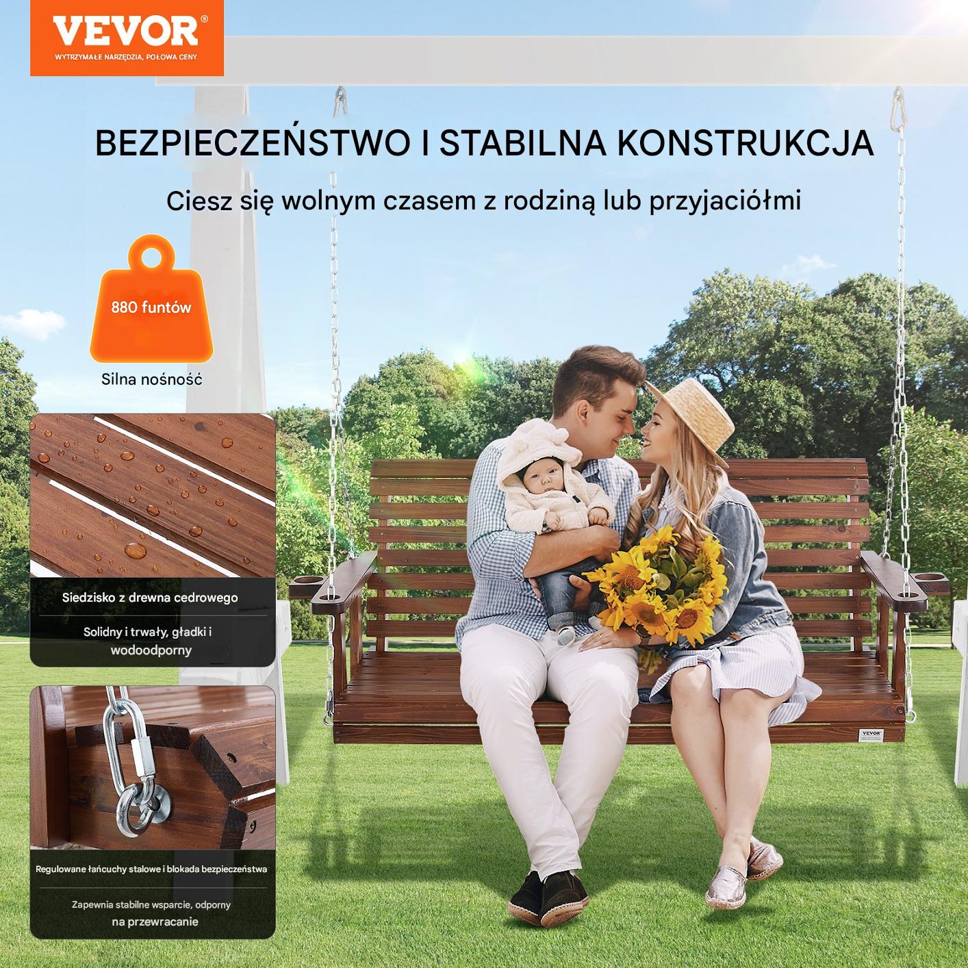 Drewniana huśtawka ogrodowa wisząca na taras werandę 170 cm - obrazek 7