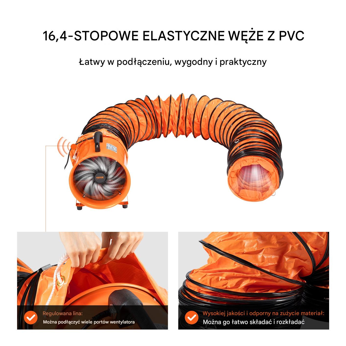 Wentylator budowlany przemysłowy wyciągowy 30 cm wąż 5 m - obrazek 4
