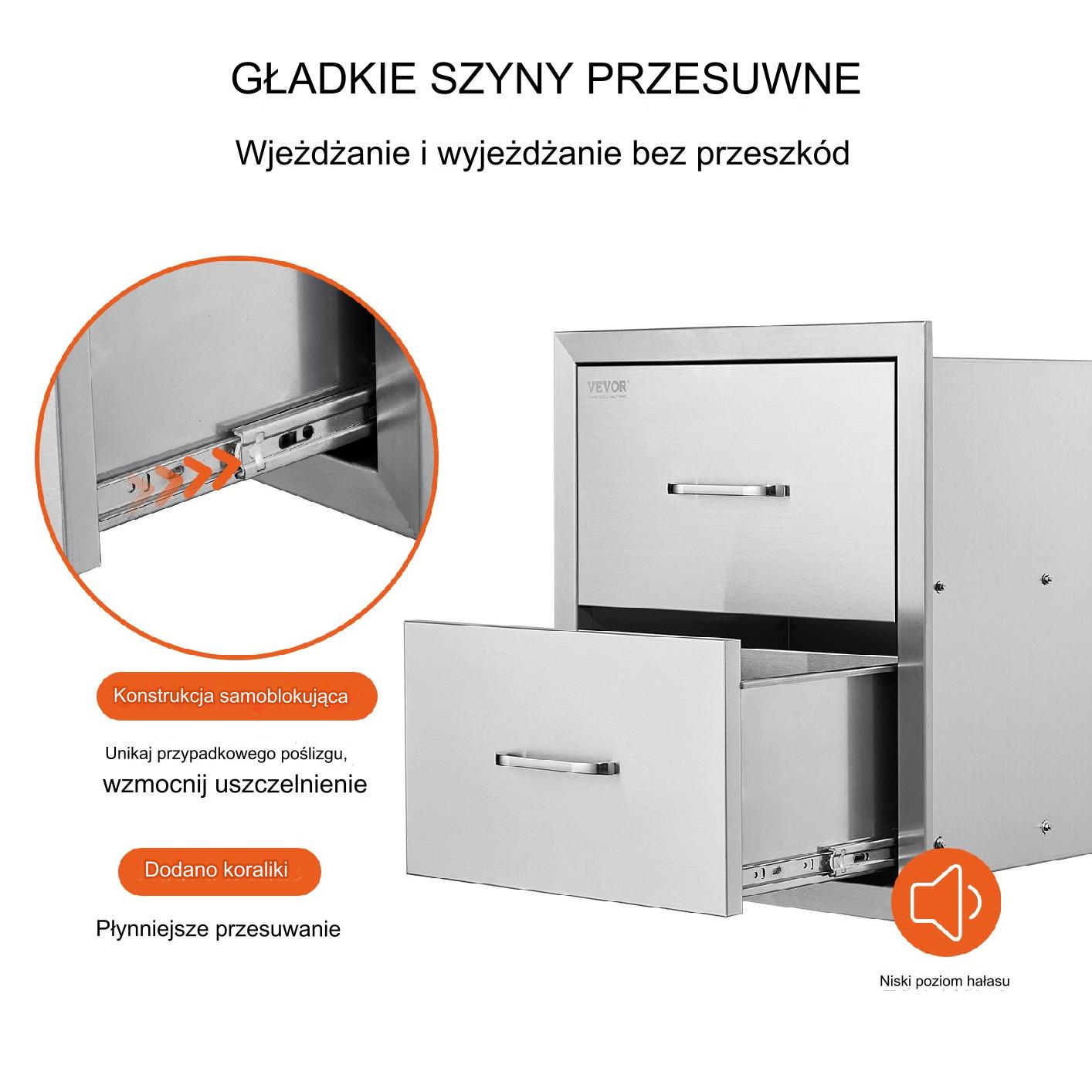 Podwójne Szuflady Kuchenne do Zabudowy – do Kuchni Zewnętrznych i Grilla - obrazek 4