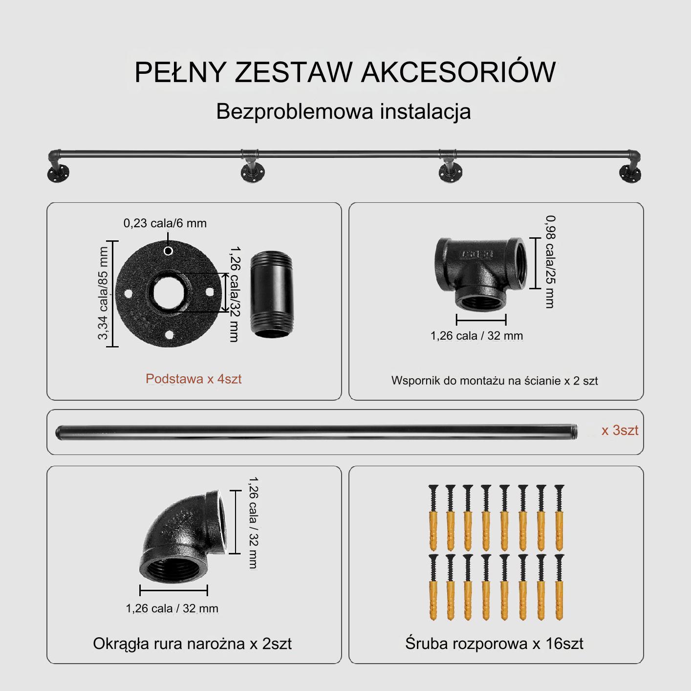Poręcz schodowa stalowa 244 cm montaż ścienny do schodów - obrazek 5