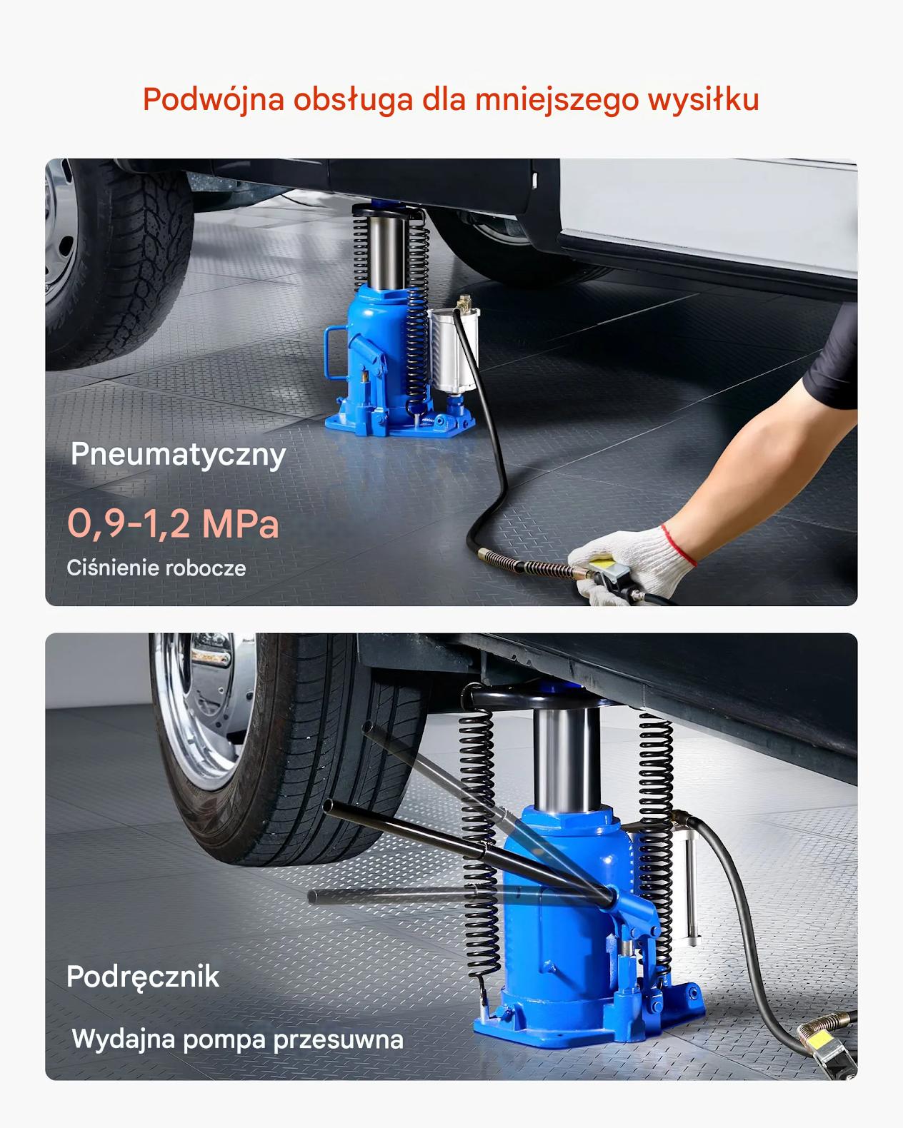 Podnośnik hydrauliczny słupkowy 32T pneumatyczny 255-415 mm warsztat auto - obrazek 4