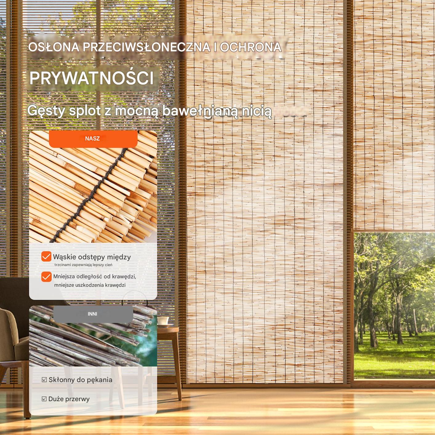 Mata trzcinowa na ogrodzenie balkon 3 x 1 m - obrazek 3