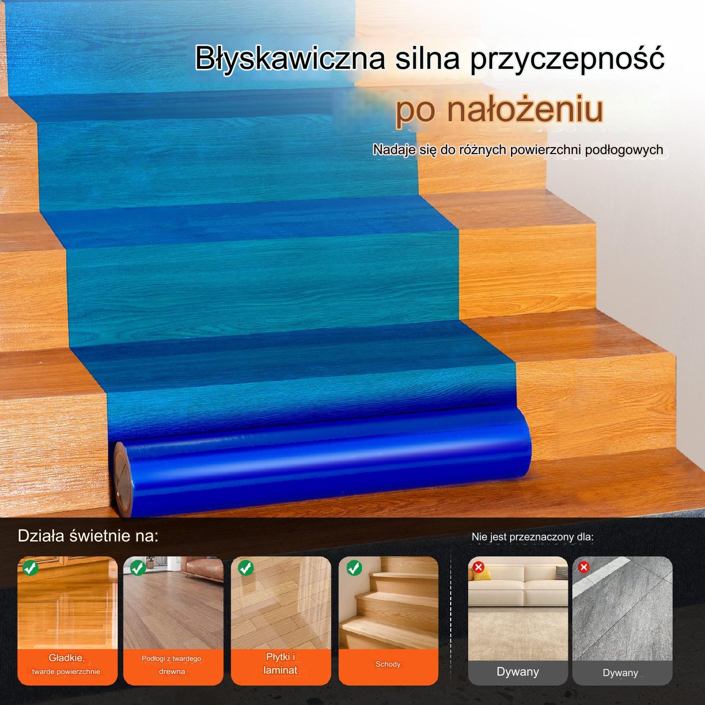 Samoprzylepna Folia Ochronna do Podłogi 60,96 x 508 cm Niebieska - obrazek 6
