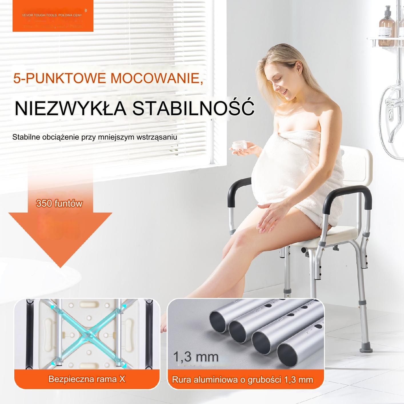 KRZESŁO PRYSZNICOWE TABORET POD PRYSZNIC STOŁEK KRZESEŁKO DO KĄPIELI - obrazek 7