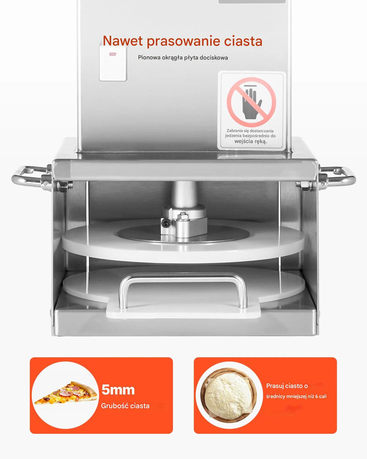 Prasa do ciasta pizza 15cm elektryczna stalowa regulacja grubości + papiery - obrazek 5
