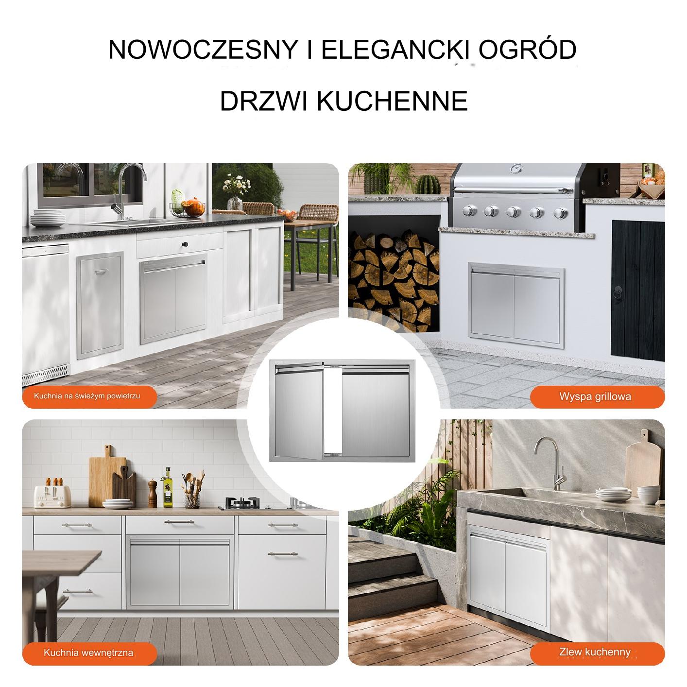 Drzwi do Grilla 762x532 Podwójne Stal Nierdzewna Uchwyty Wpuszczane Kuchnia - obrazek 5