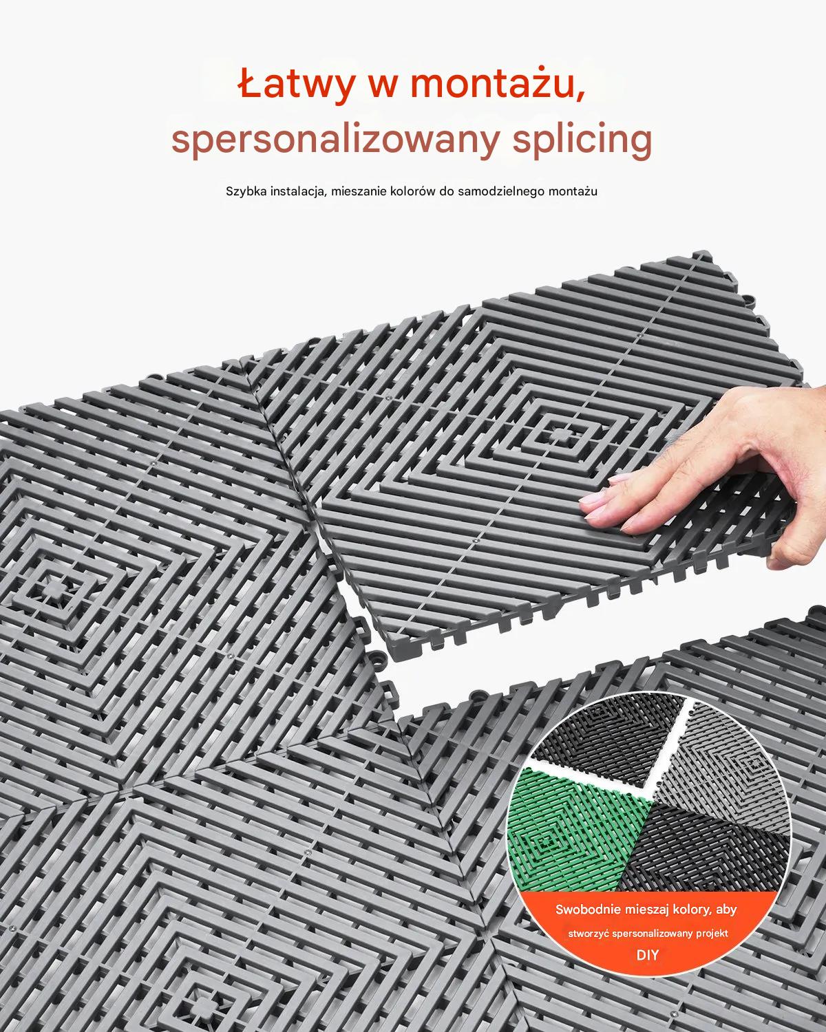 Mata drenażowa modułowa 31x31cm antypoślizgowa PP 55szt garaż ogród szara - obrazek 6