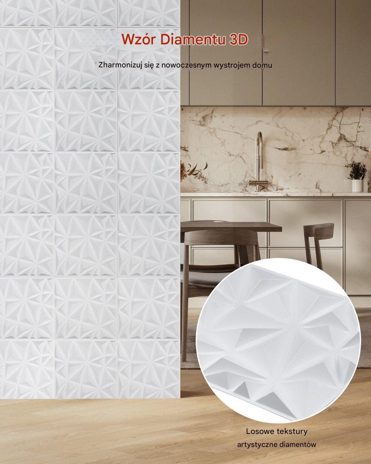 Panele Ścienne 3D - Białe Diamenty 2.97 m² - obrazek 7