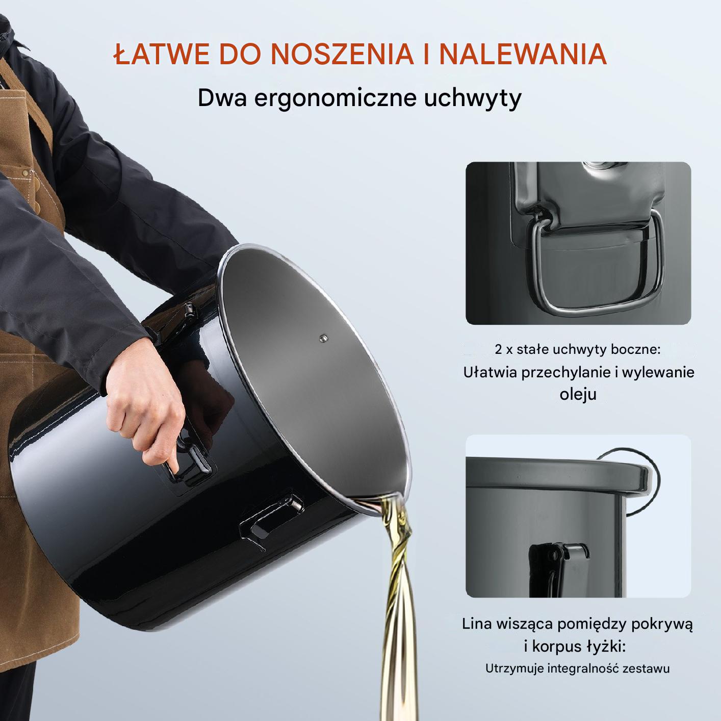 Wiadro na Tłuszcz do Frytkownic Fryturę 30 Litrów czarny - obrazek 5