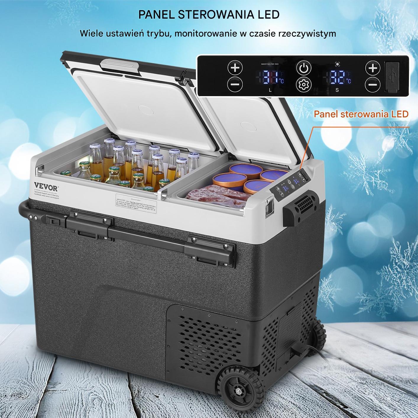 Lodówka samochodowa przenośna 58 l czarna mocna 55 W lód zamrażarka Premium - obrazek 4