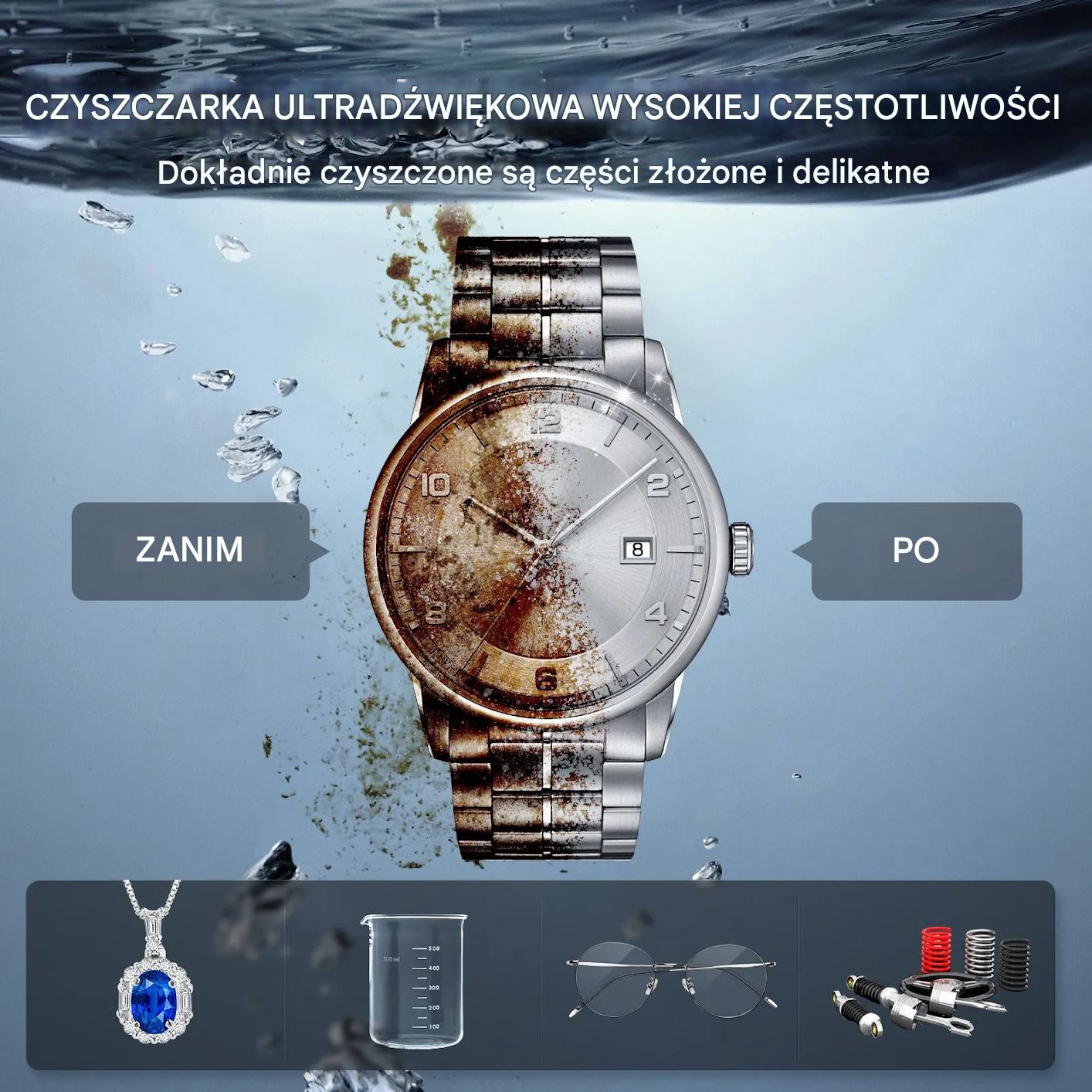 Myjka ultradźwiękowa 2L 40kHz 150W z grzałką i timerem do biżuterii - obrazek 7