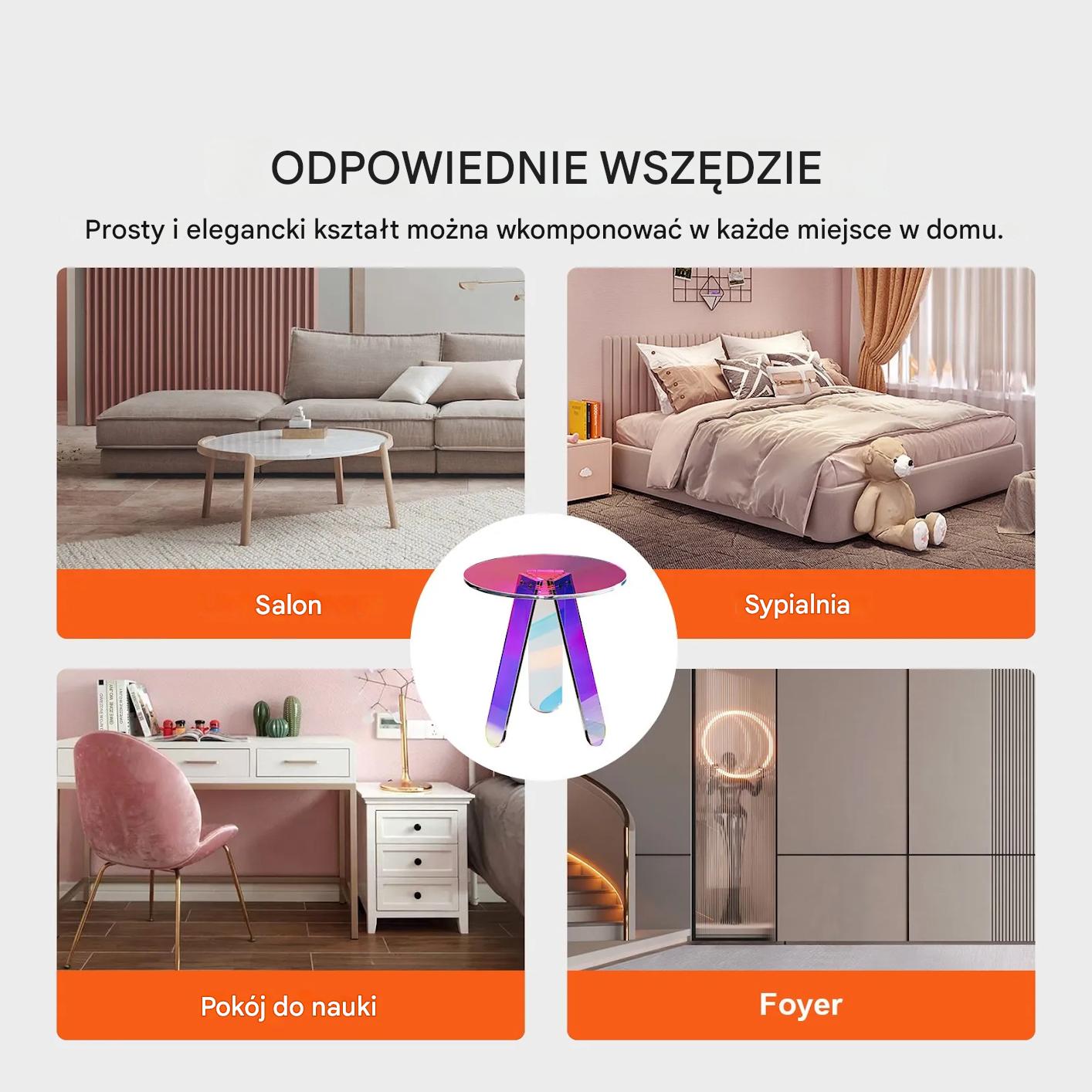 Stolik kawowy okrągły akrylowy składany kolorowy - obrazek 3