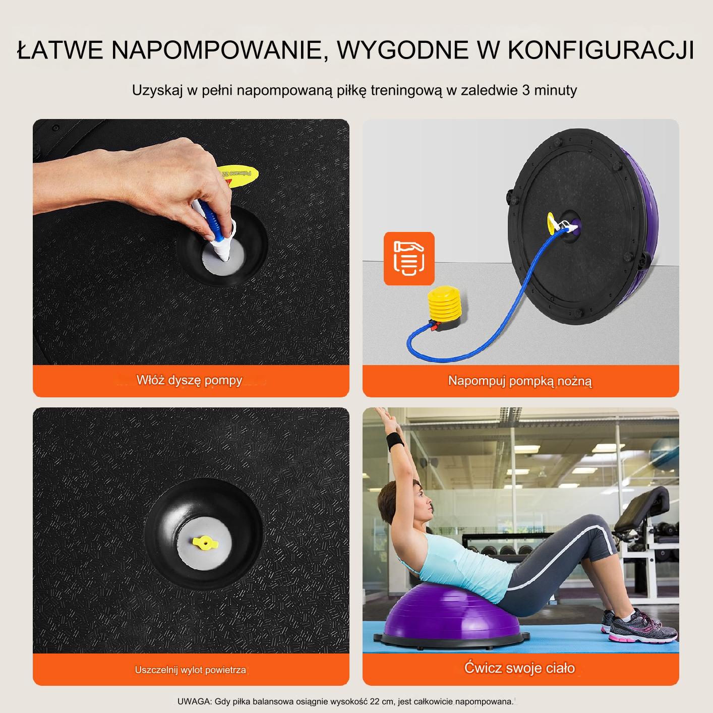 Platforma do balansowania półpiłka balansowa ćwiczeń gimnastyka fioletowa - obrazek 6