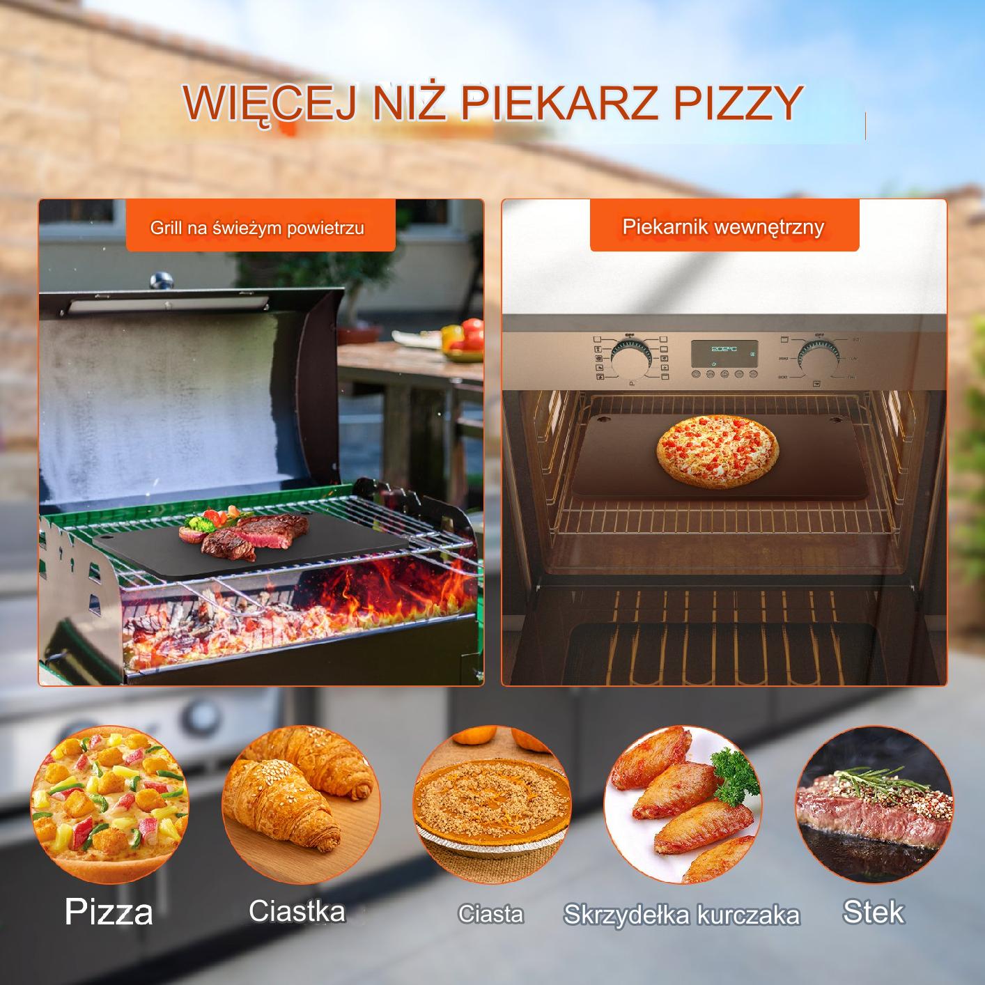 Stalowy Kamień Stal do Pizzy 508 x 355 x 10 mm - obrazek 6