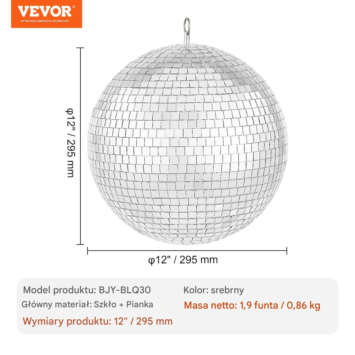 Lustrzana Kula Disco 29,5 cm – Idealna na Imprezy i Eventy - obrazek 2