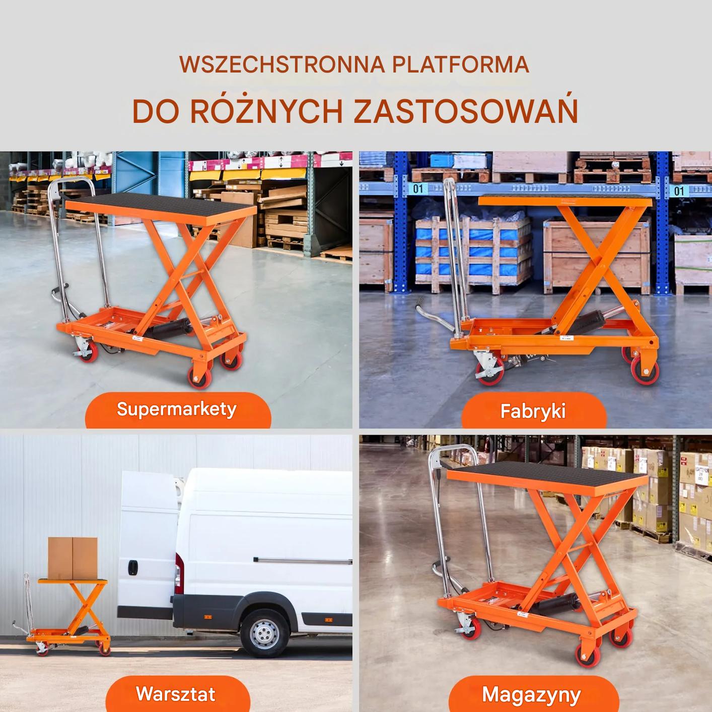 Stół podnośny hydrauliczny nożycowy 227 kg 72 cm na kółkach magazyn - obrazek 6