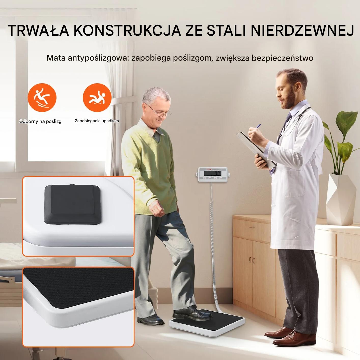 Waga medyczna cyfrowa 250kg antypoślizgowa hold/tare do domu i gabinetu - obrazek 6