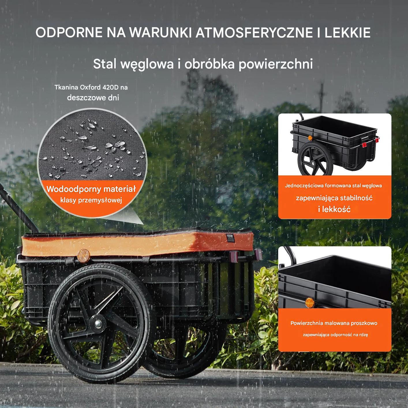 Przyczepka rowerowa cargo 88kg składana z pokrowcem do transportu - obrazek 4