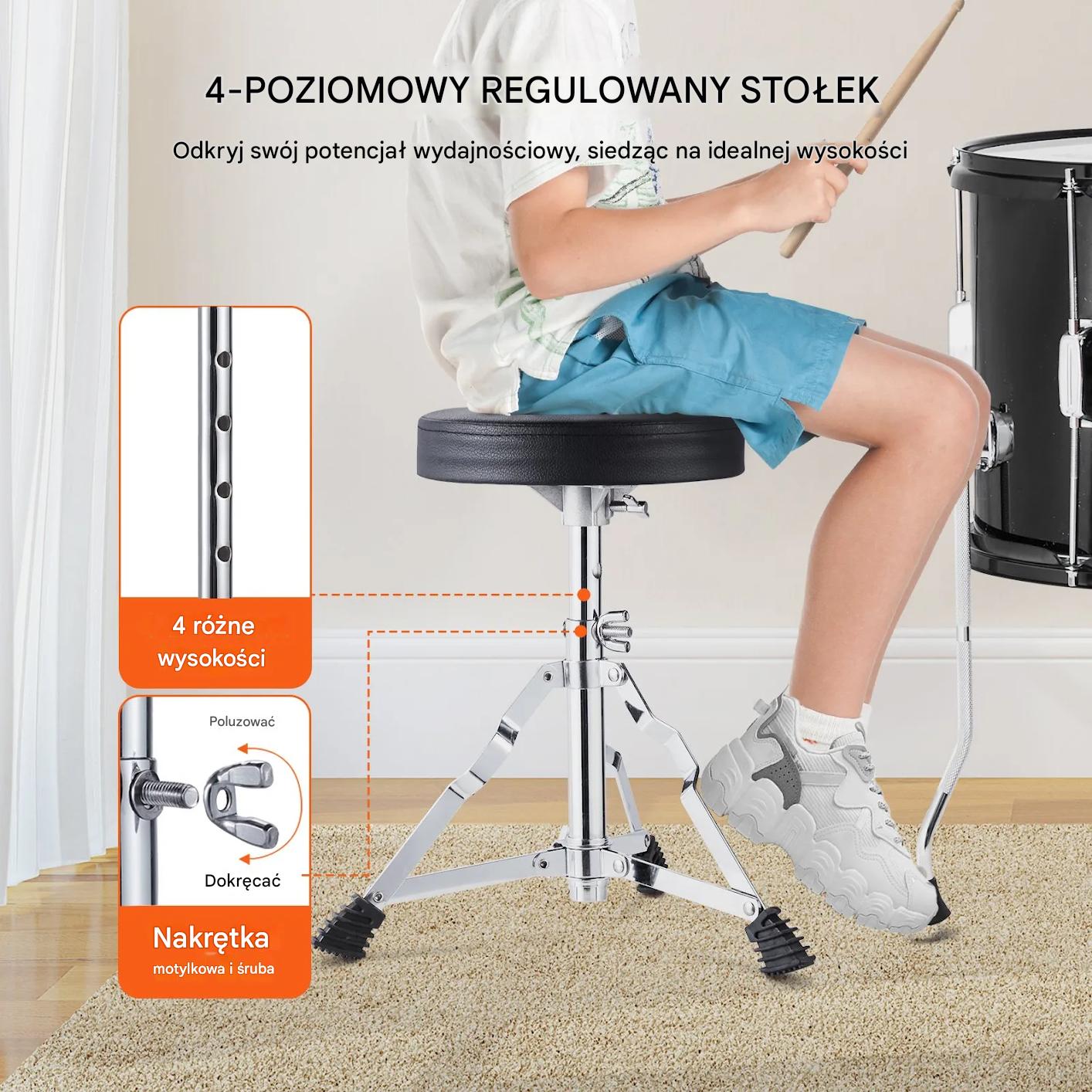 Perkusja dla dzieci 5-częściowa z taboretem zestaw dla początkujących - obrazek 6