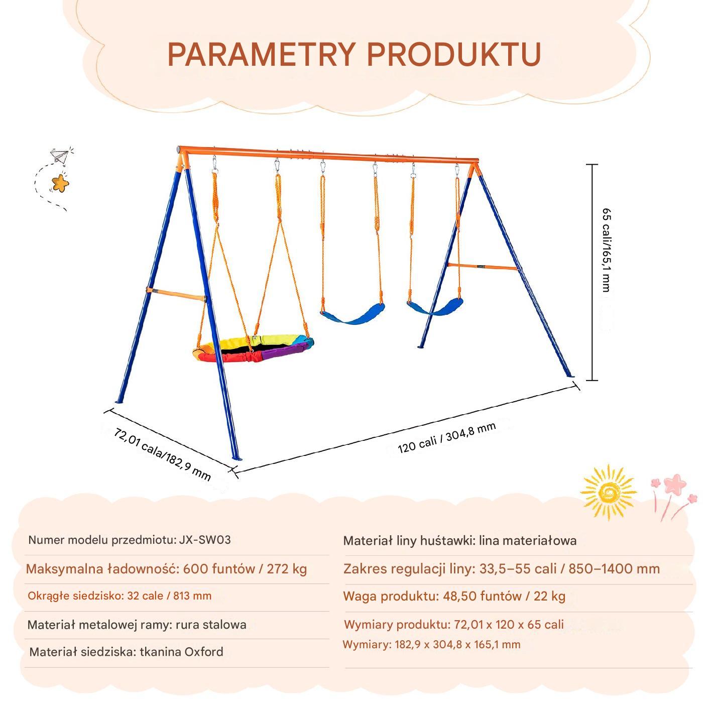 Huśtawka ogrodowa plac zabaw dla dzieci stelaż na huśtawki bocianie gniazdo - obrazek 2