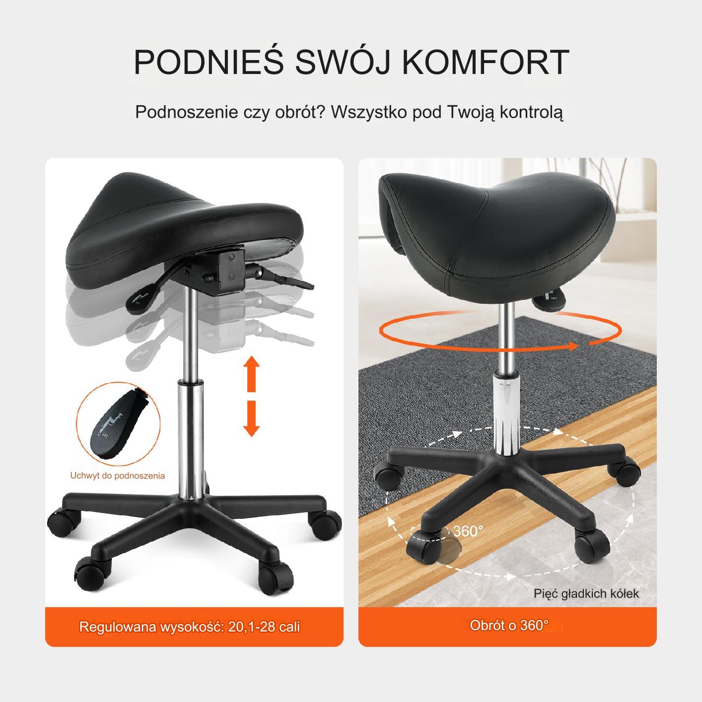HOKER SIODŁOWY KOSMETYCZNY REGULOWANY STOŁEK KÓŁKA - obrazek 5