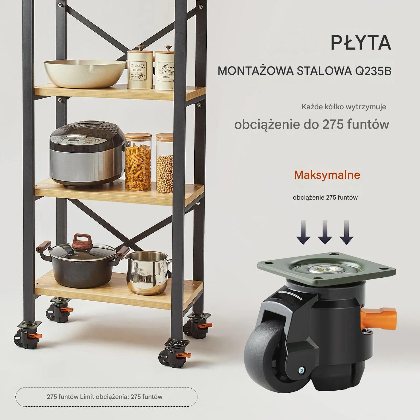 Kółka poziomujące 4 szt. 500kg obrotowe regulowane do stołu roboczego - obrazek 6