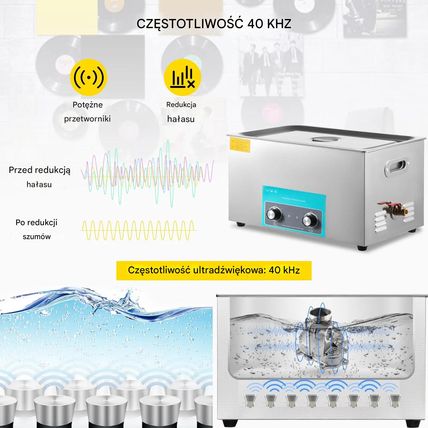 Myjka ultradźwiękowa 6L stal 304 grzałka timer do biżuterii i narzędzi - obrazek 4