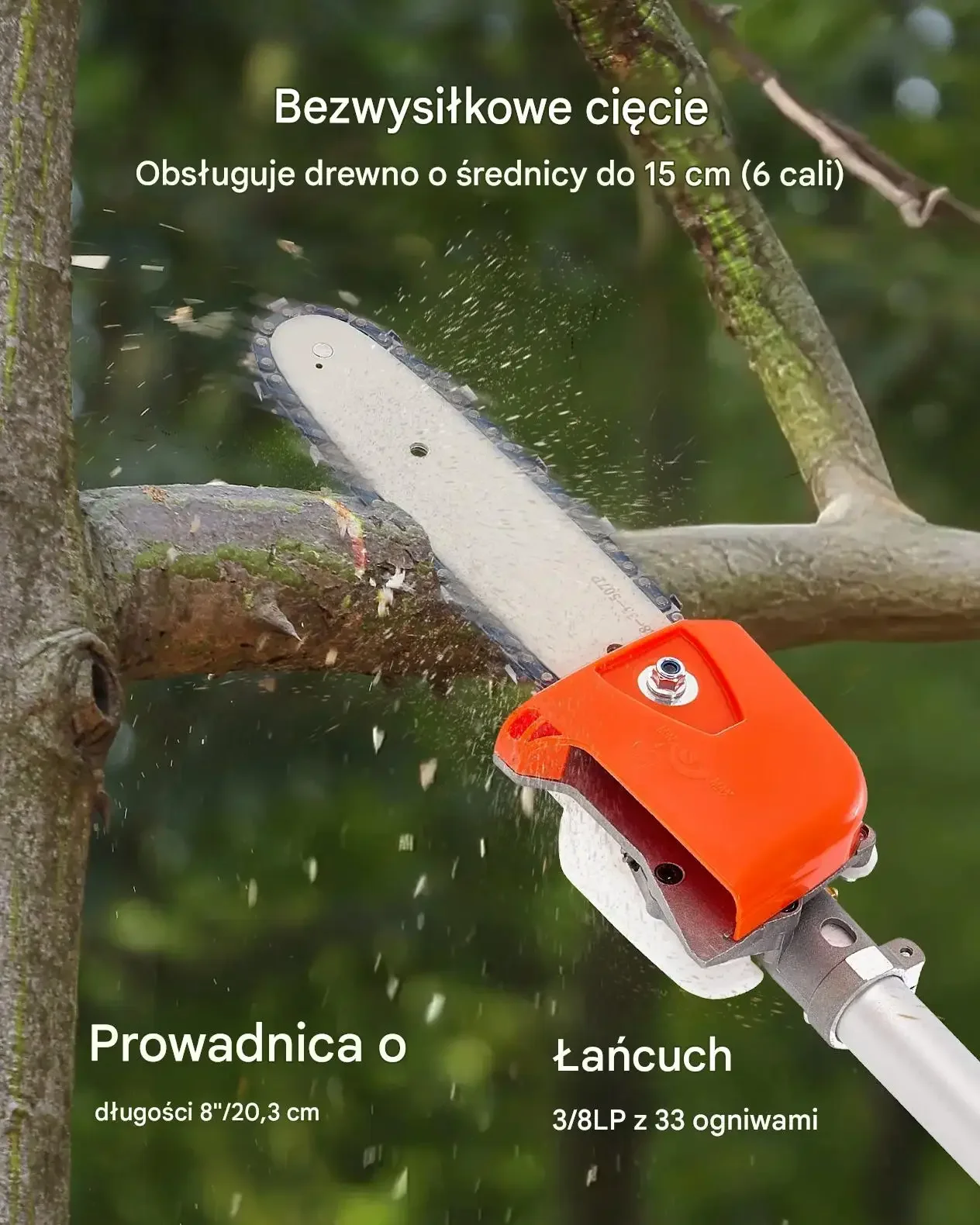 Piła spalinowa na wysięgniku 25CC 20 cm teleskopowa do przycinania drzew - obrazek 2